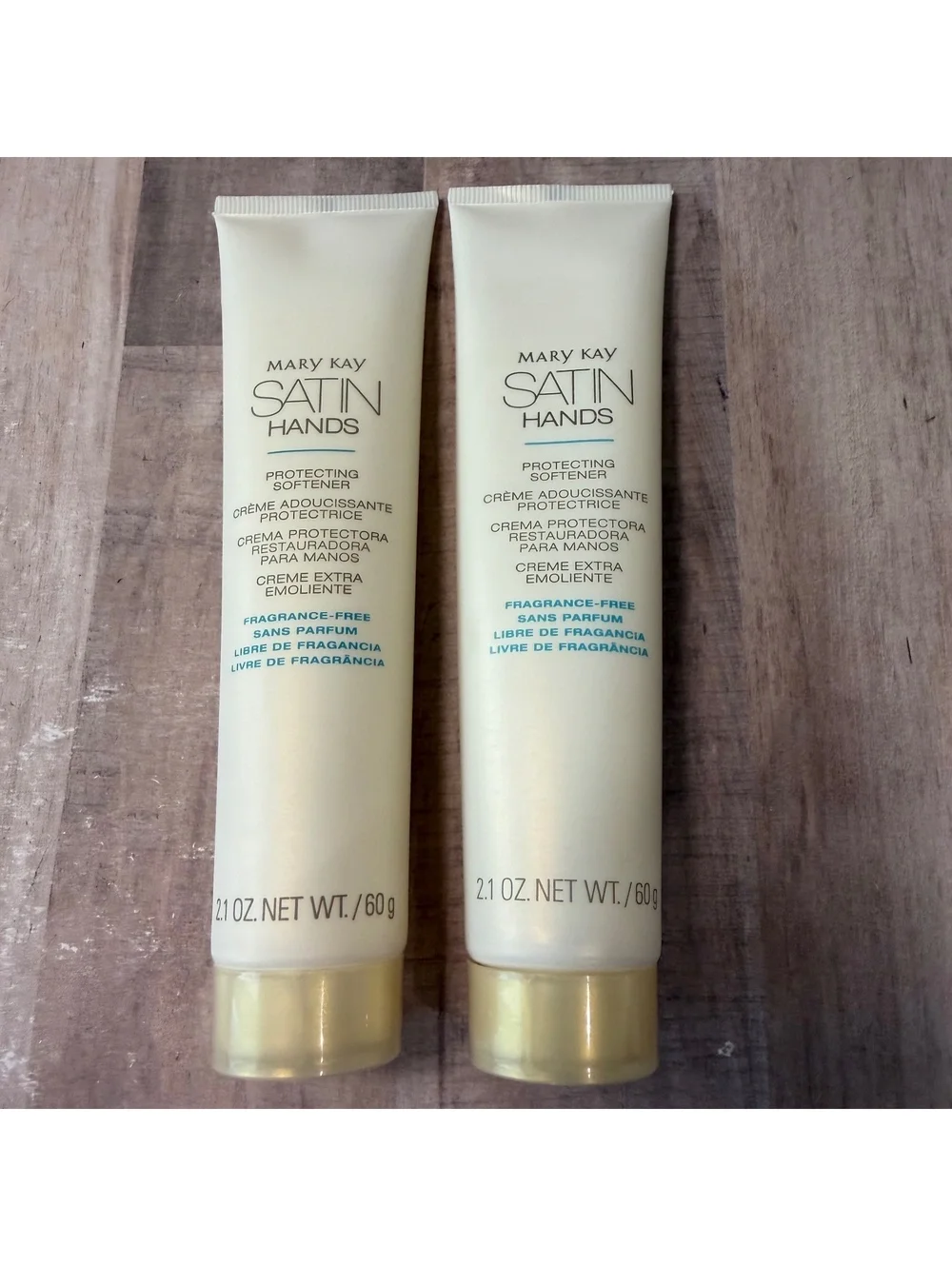 Lot of 2 Mary Kay Satin Hands Protecting Softener Fragrance Free 2.1 oz. Lotion
